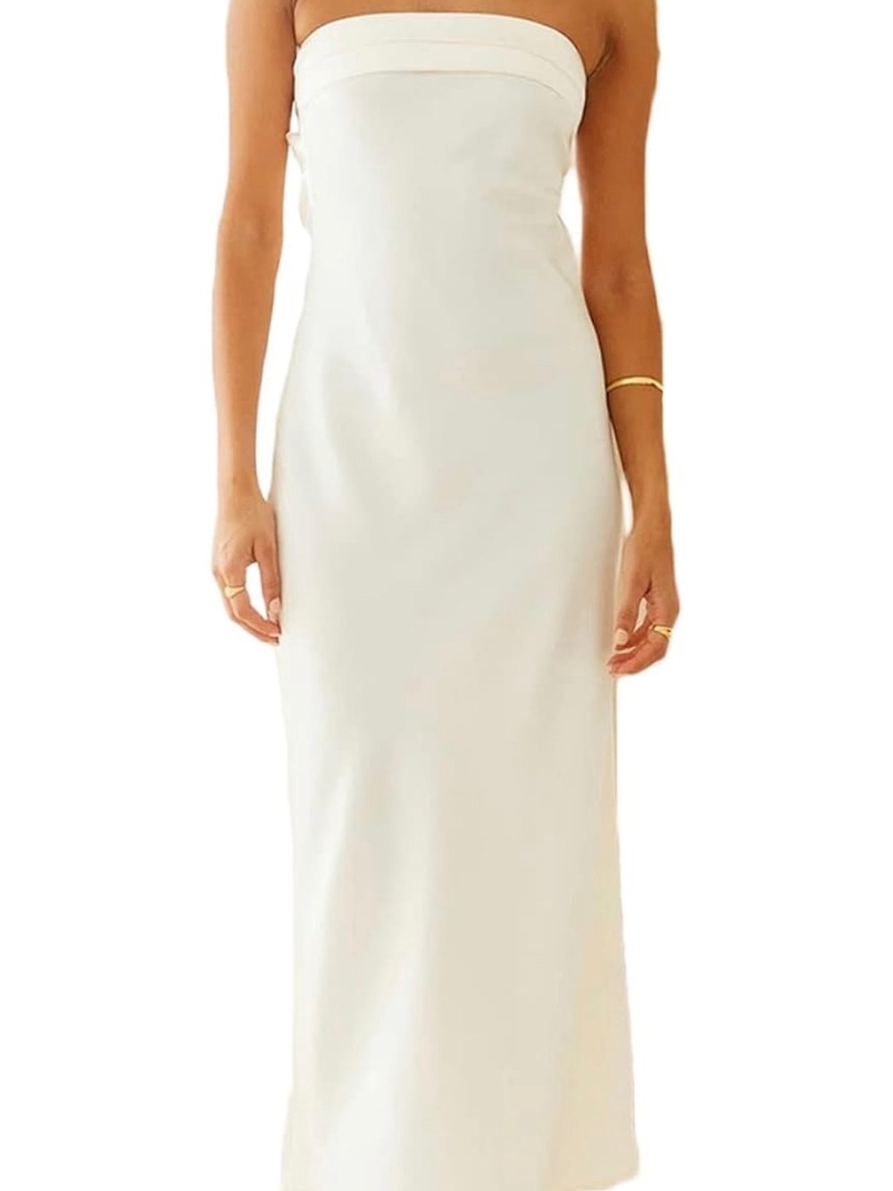 Strapless White Midi Dress - Sleek Summer Essential